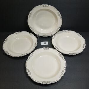 4 Homer Laughlin Silver Patrician Virginia Rose 8" Coupe Soup Bowls *Chips* [II]